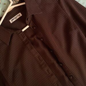 Princess Polly Chocolate Pinstripe Shirt